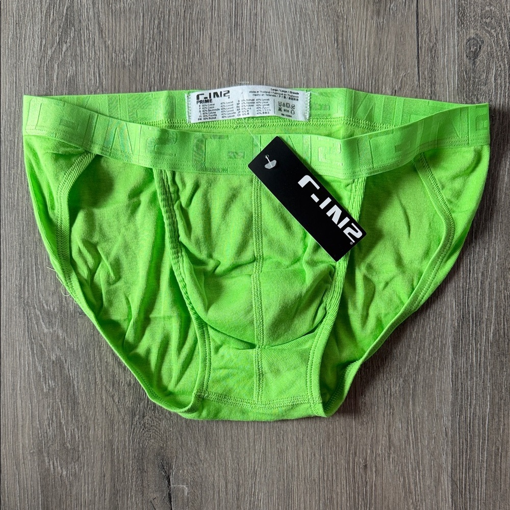 C-IN2 Men’s Prime Dash Neon Garo Green Briefs — Supportive Everyday Fit NWT!